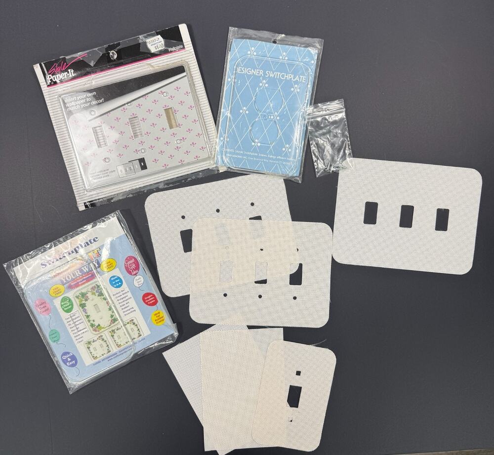 Vintage Clear Light Cross Stitch Switch Plate Covers Lot Crafter's Pride